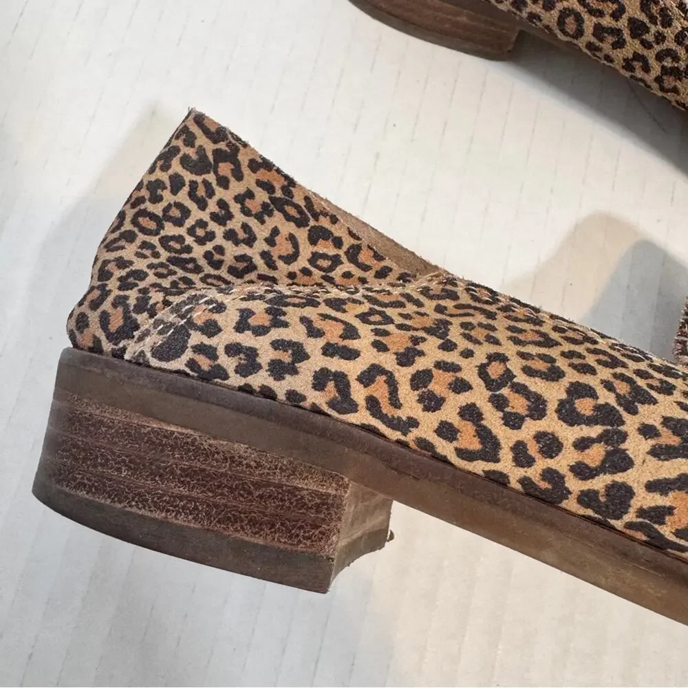 Lucky Brand Brown Animal Print Leather Loafers Womens 8 Fall Classic Comfort